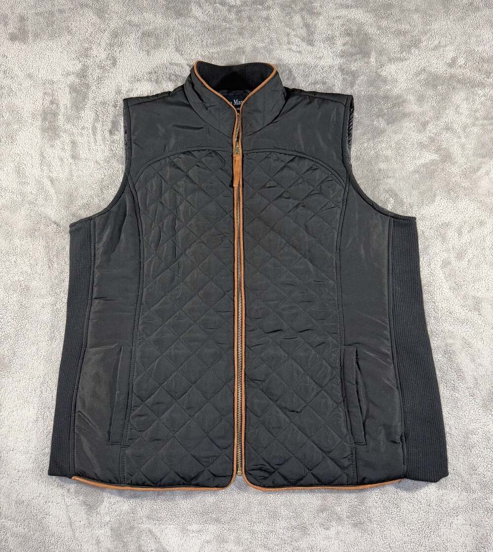 Jason Maxwell Quilted Vest with Ribbed Sides Black XL
